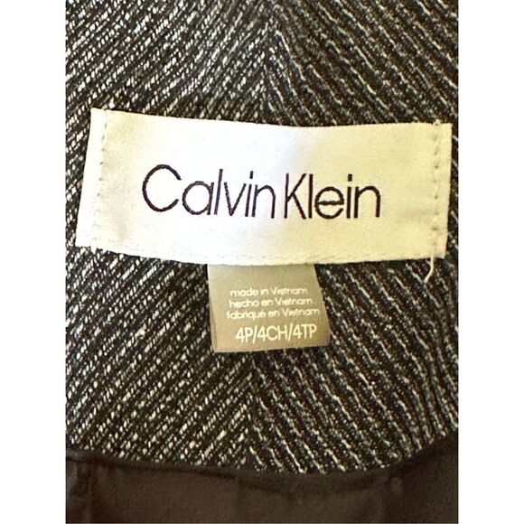 Calvin Klein Women’s Petite Black/Cream Herringbone One-Button Jacket Size 4P - Picture 4 of 9